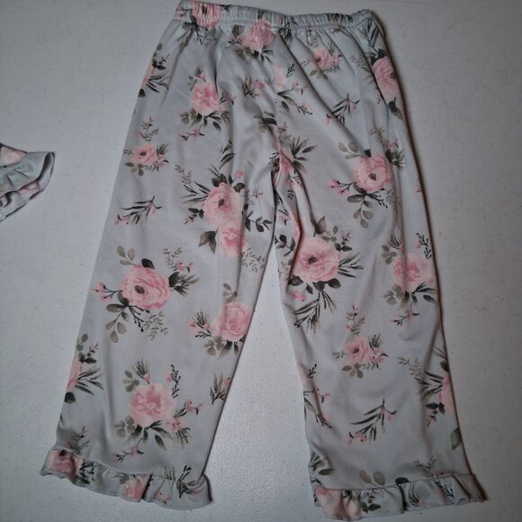 Laura Ashley Pajamas Set Youth Girls 2T 2 Piece Blue Pink Rose Ruffled Sleepwear - Picture 8 of 11